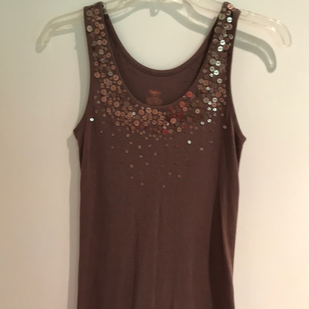 Women’s brown tank top with sequins